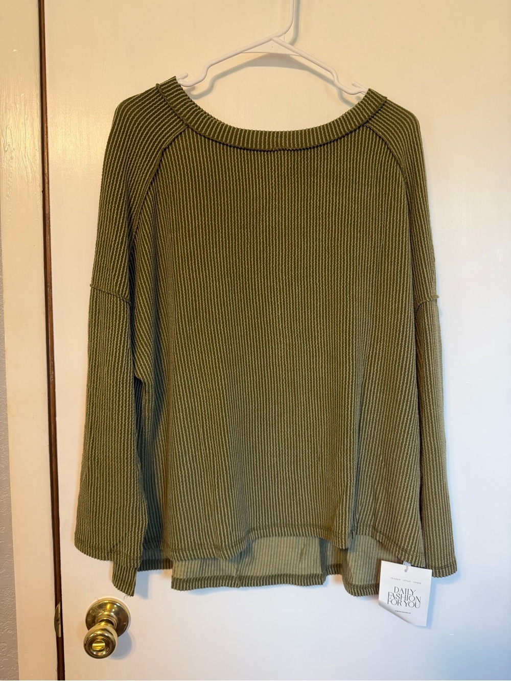 Amazon Olive Green Ribbed Long Sleeve Tee